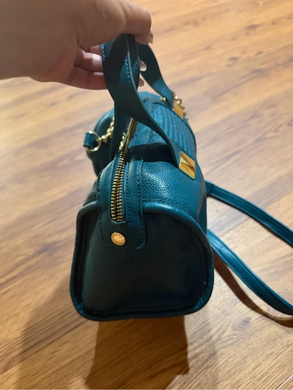 Steve Madden Teal Satchel with Gold Hardware